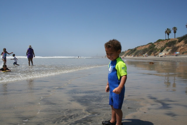 Little Adam at Carlsbad beach. 